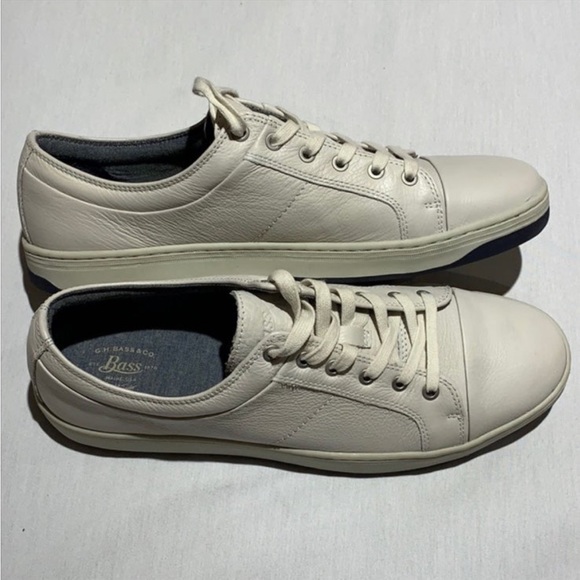G. H. Bass & Co Mens Leather Sneakers Cream Size 13 - Picture 3 of 10